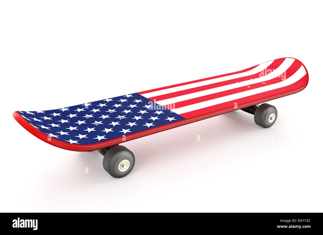 Skateboard avec USA flag isolé sur fond blanc Banque D'Images