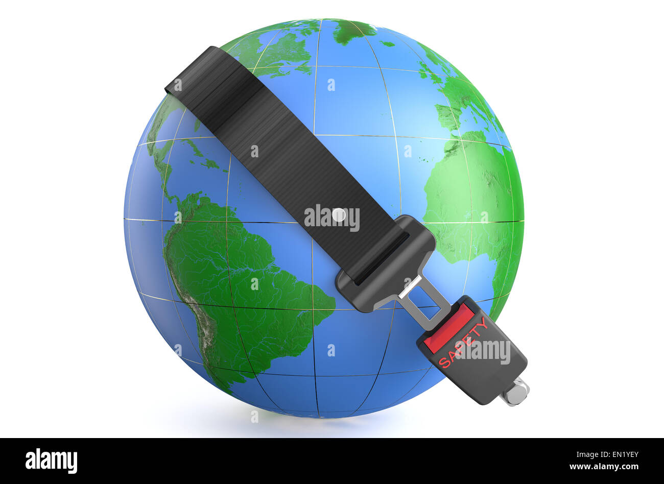 La ceinture de sécurité sur terre, sûr concept isolé sur fond blanc Banque D'Images