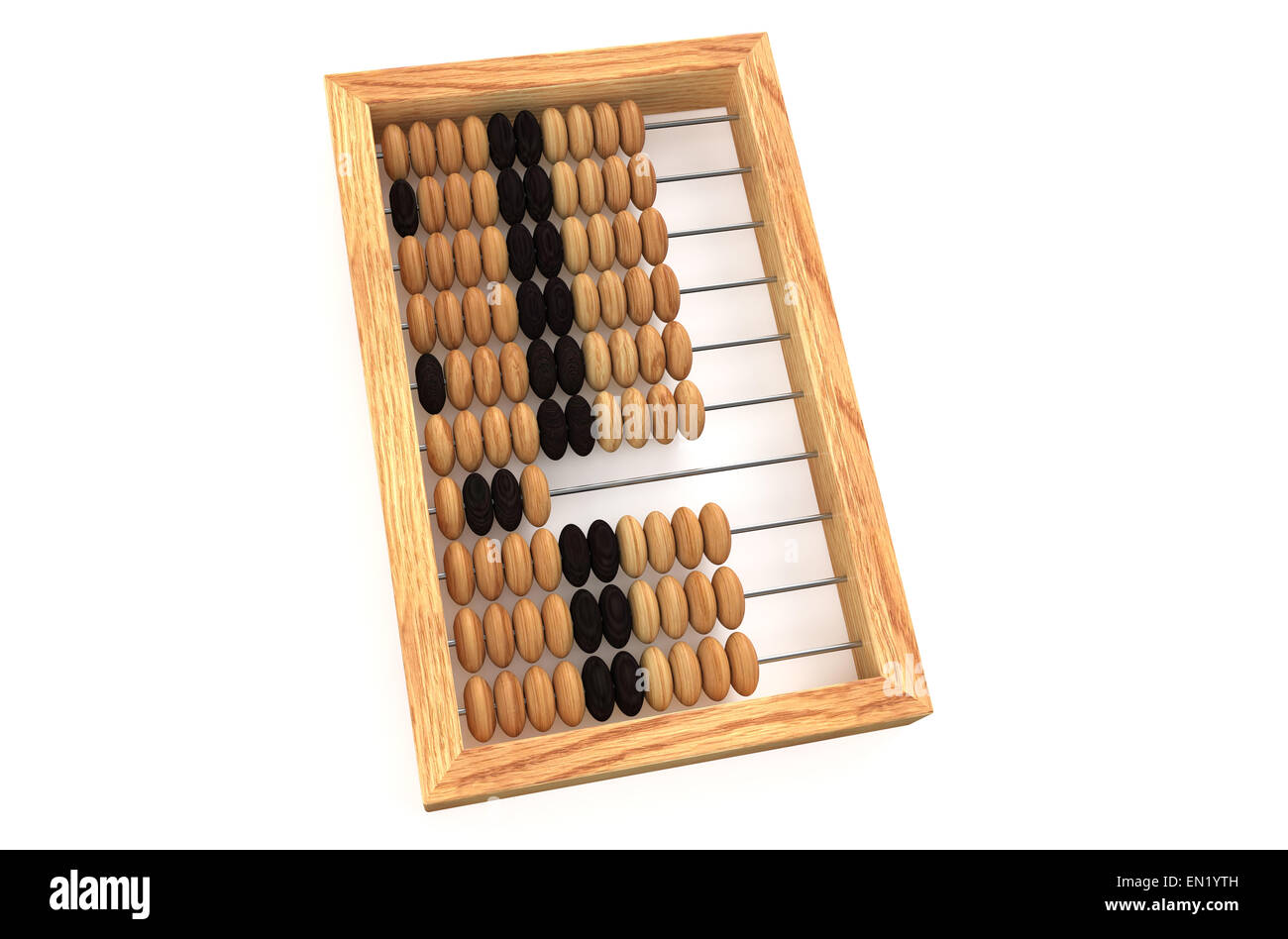 Perles en bois avec Abacus russe isolé sur fond blanc Banque D'Images