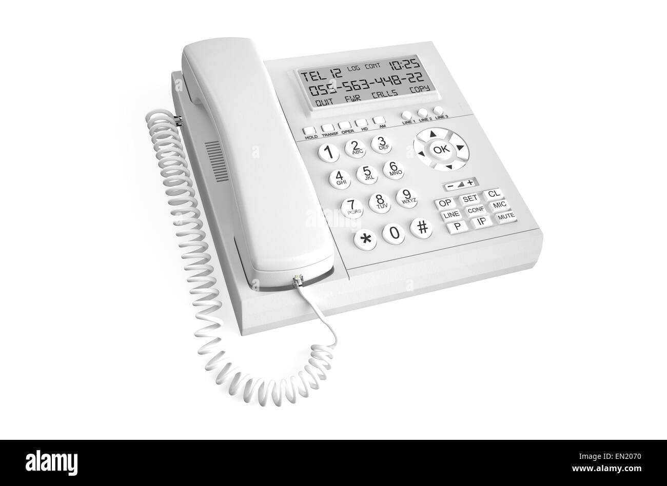 Téléphone IP blanc isolé sur fond blanc Banque D'Images