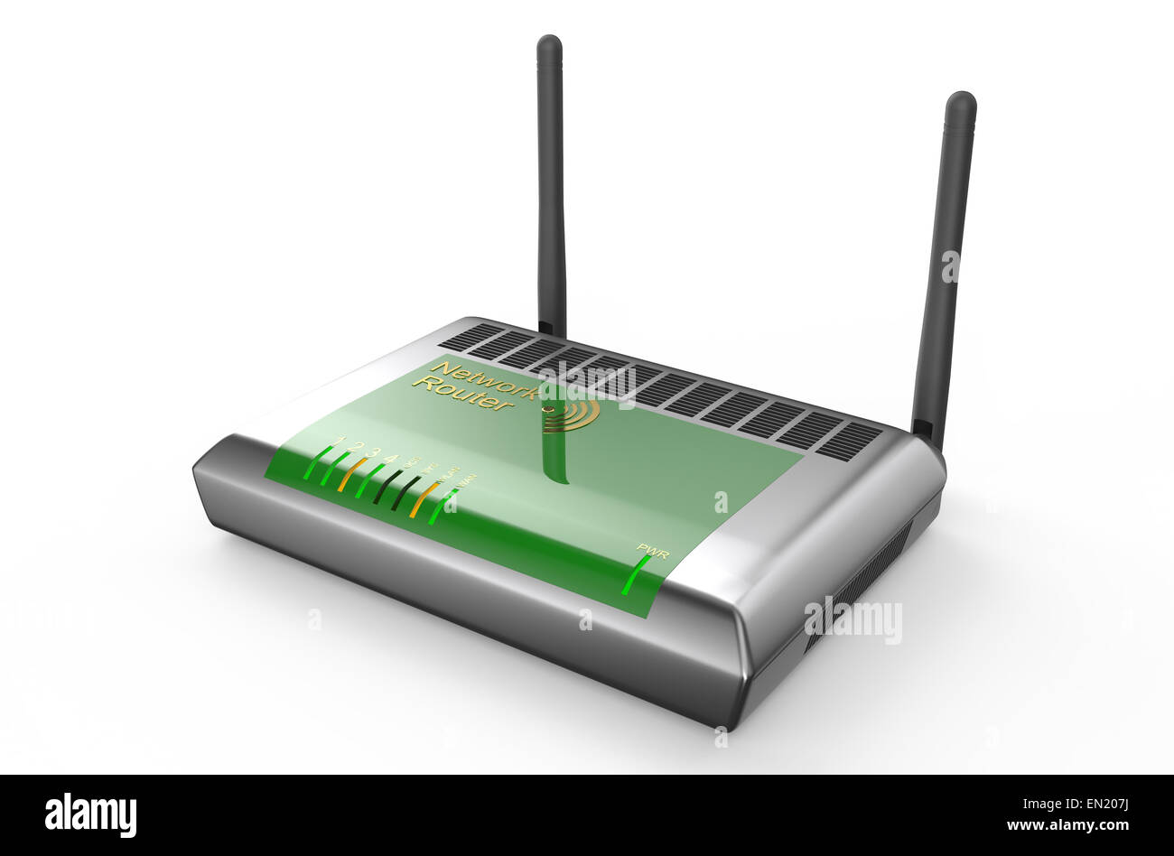 Routeur wi-fi d'argent isolé sur fond blanc Banque D'Images