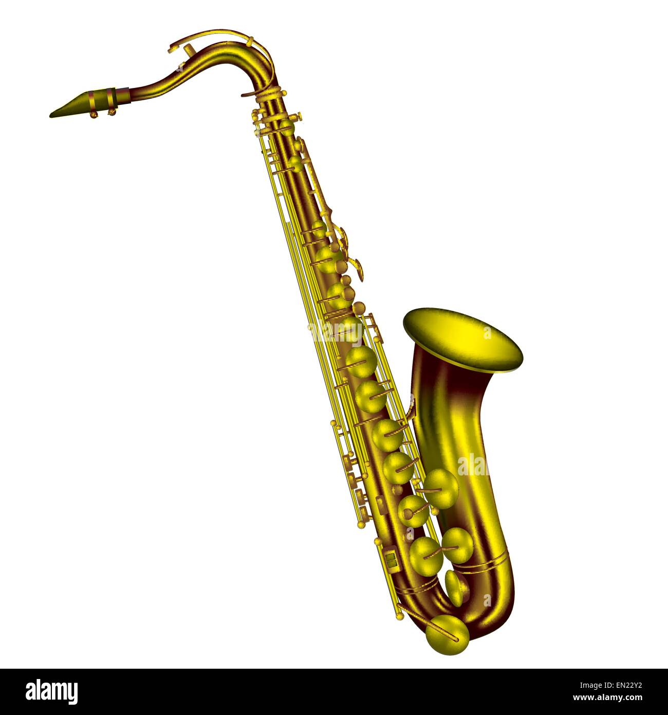Saxophone ténor isolé sur fond blanc. Vector illustration Illustration de Vecteur