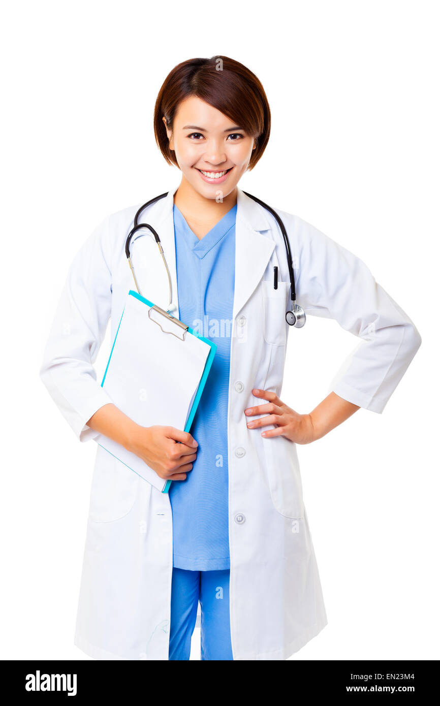 Smiling medical doctor woman with stethoscope Banque D'Images
