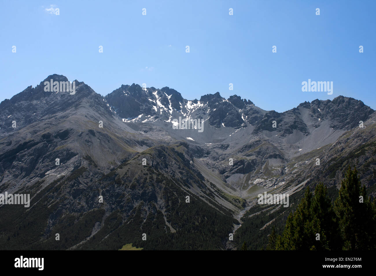 Murtaroel Piz Val Mora Val Mustair Engadin Suisse montagne Alpes Banque D'Images