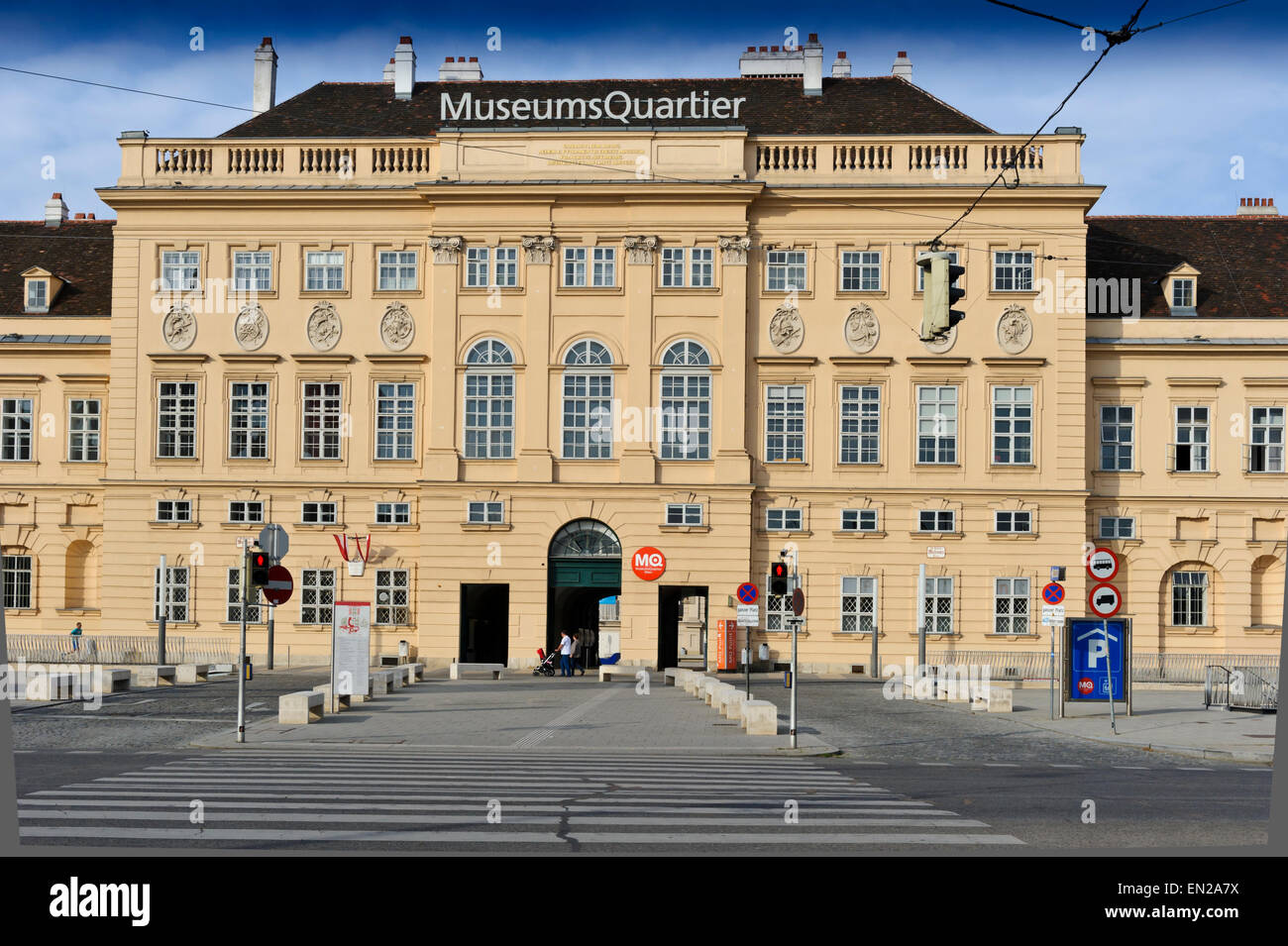 L'extérieur de l'immeuble du Quartier des musées de Vienne, en Autriche. Banque D'Images