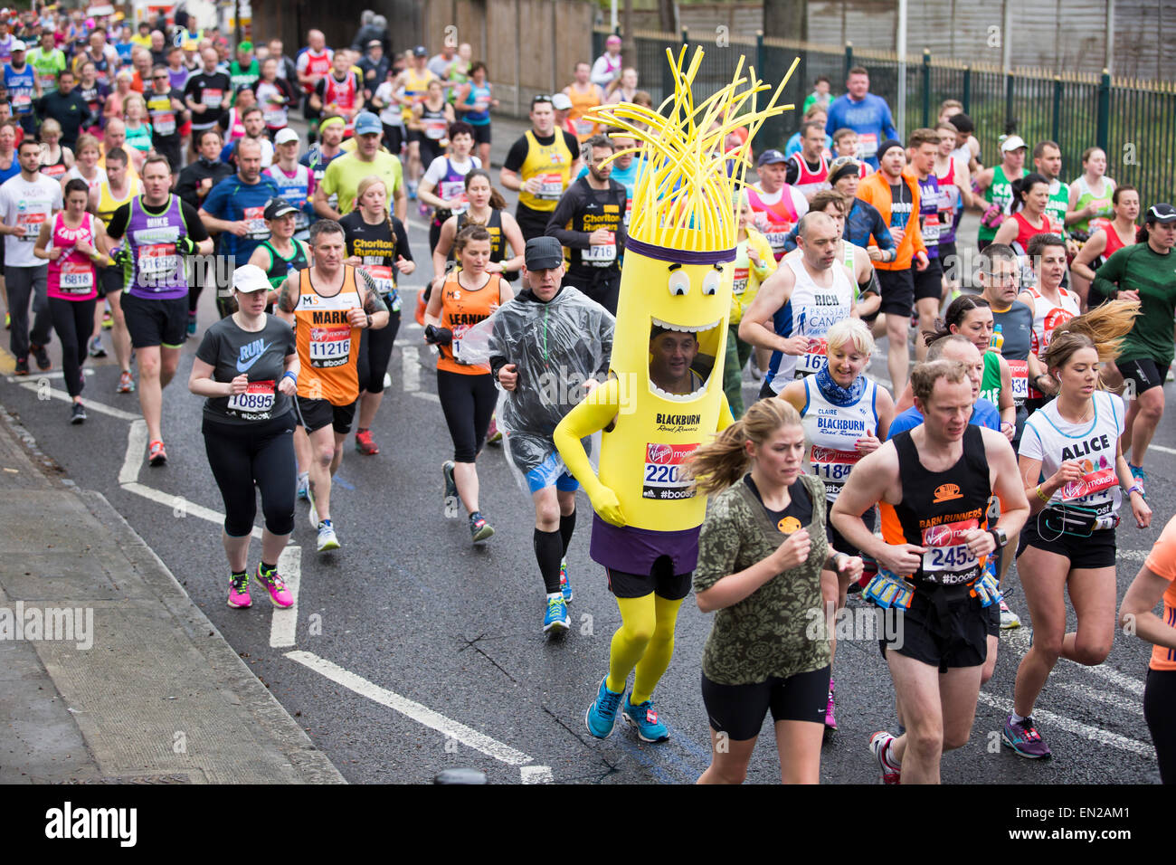 Marathon de Londres 2015 Virgin Money, Shooters Hill Road Banque D'Images