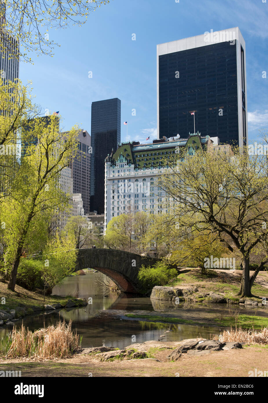 Central Park South et le Plaza Hotel à New York City Banque D'Images