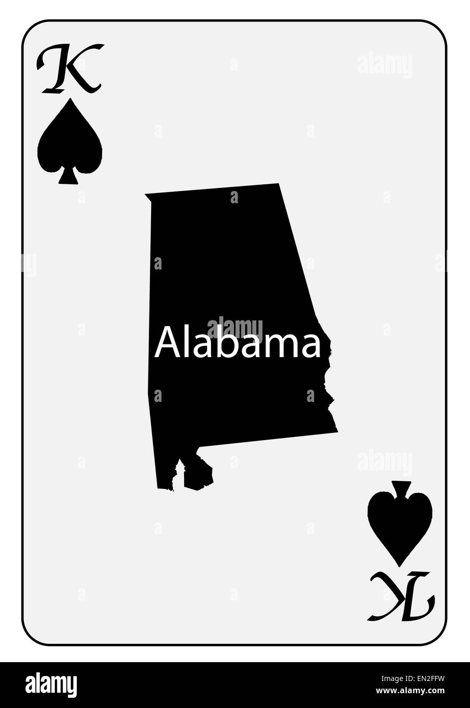 Carte de l'état de l'Alabama utilisé comme le Roi de pique motif dans un jeu de carte Banque D'Images