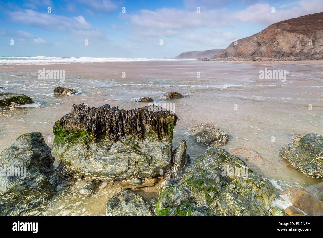 Porthtowan magnifique plage de Cornwall England UK Banque D'Images