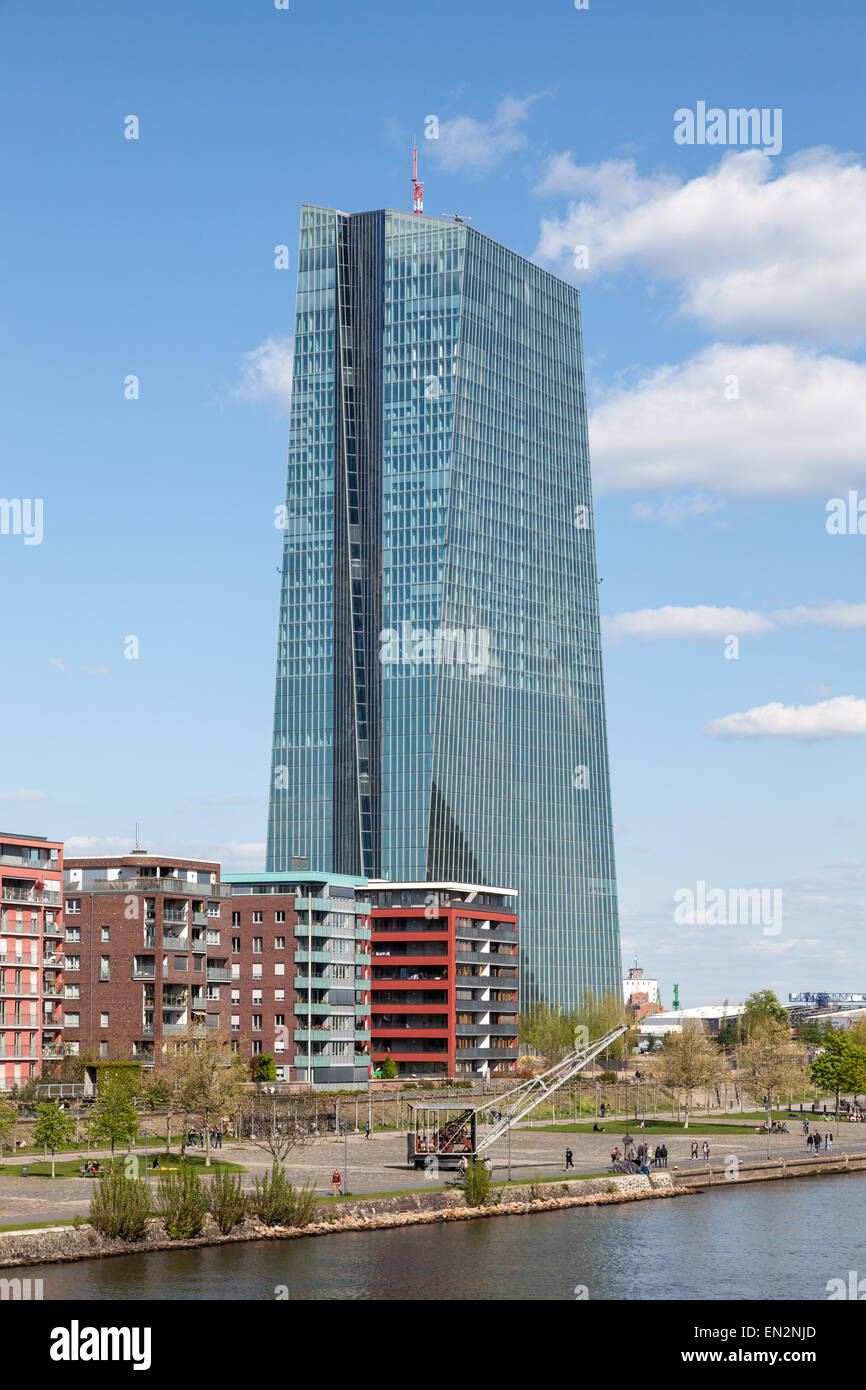 Nouvel immeuble de bureaux de la Banque centrale européenne (BCE) à Francfort-sur-Main, Allemagne Banque D'Images