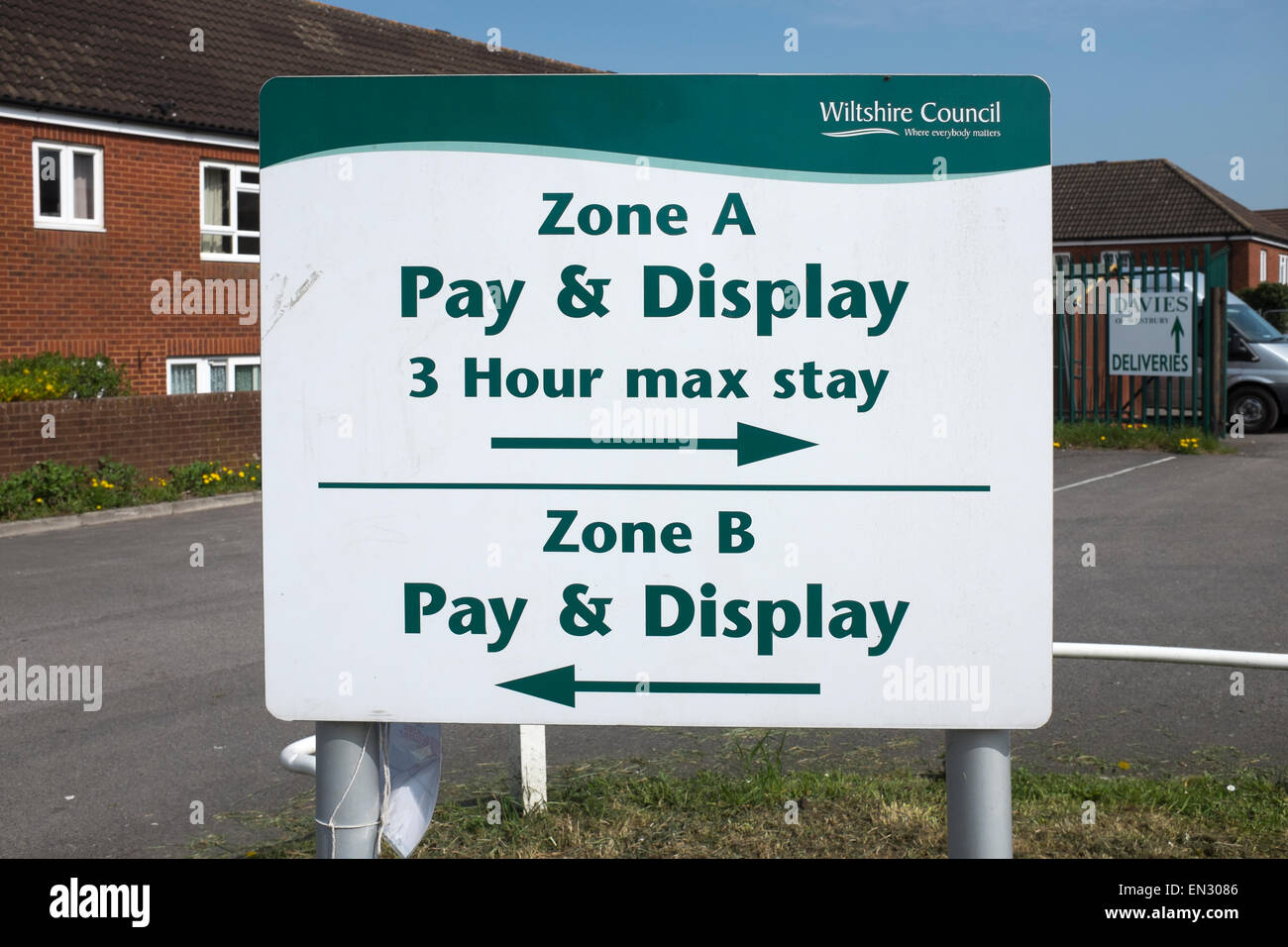 Payer et Afficher location parking Sign Banque D'Images