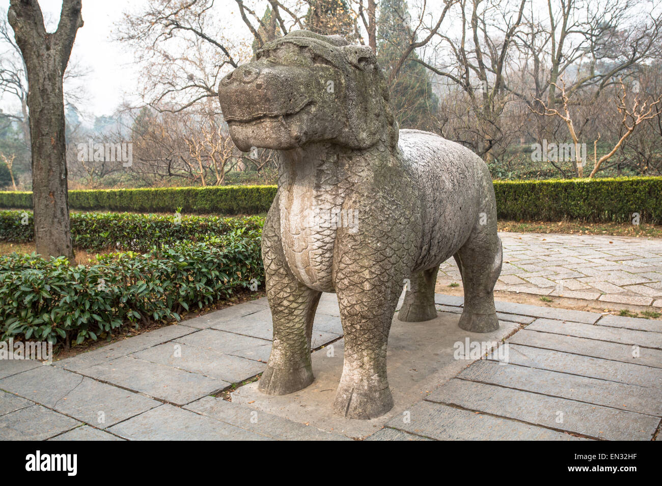 Route de l'éléphant ou l'esprit moyen de Ming Xiaoling Mausoleum Banque D'Images