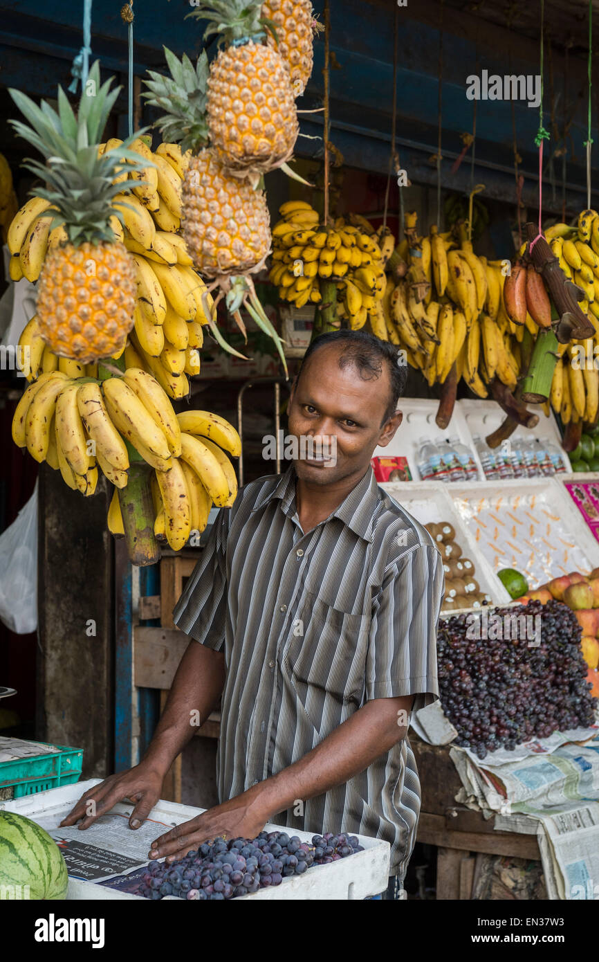 Marchand de fruits, Mattancherry, Kochi, Cochin, Kerala, Inde Banque D'Images