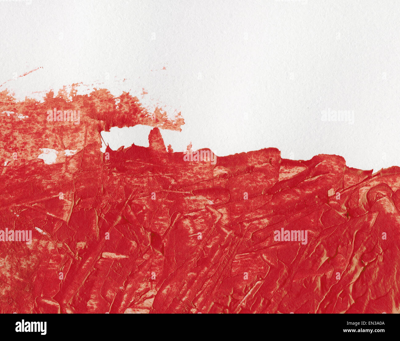 Résumé rouge aquarelle peinture acrylique, pinceau sur du papier blanc avec l'exemplaire de l'espace. Banque D'Images