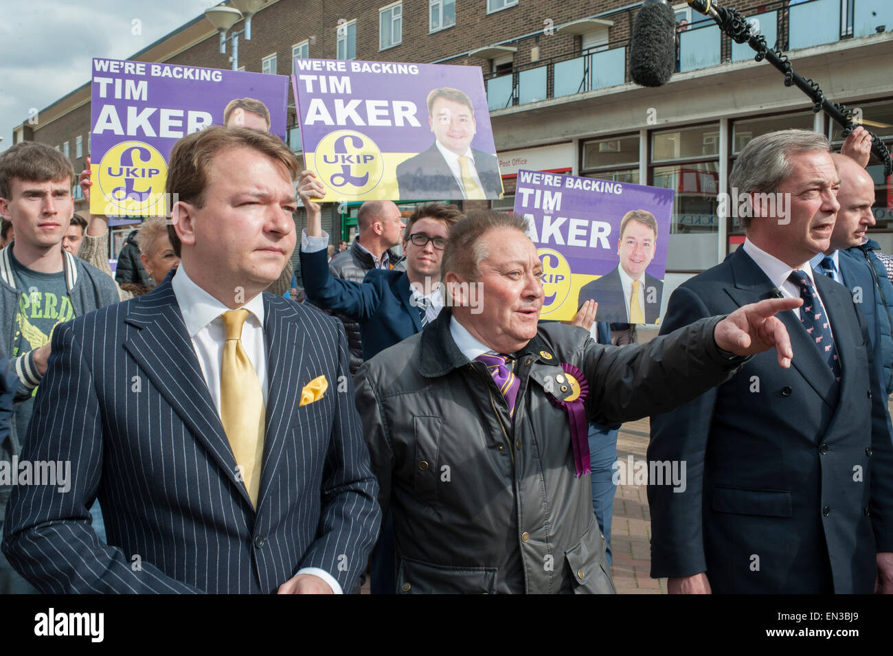 13 avril 2015. L'Essex. La campagne électorale de l'UKIP. Nigel Farage, chef de l'UKIP Essex tours forteresses. Banque D'Images
