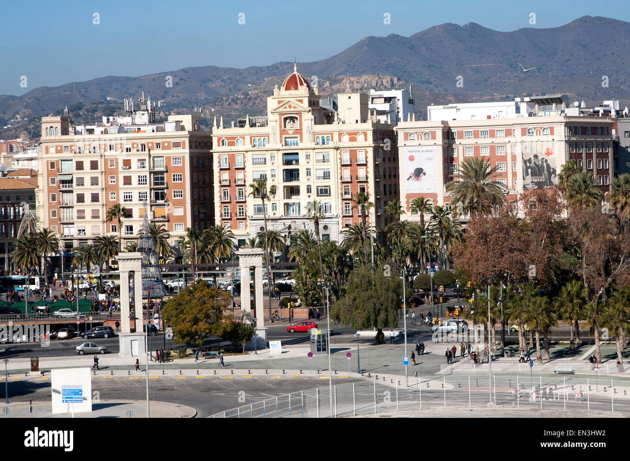 Bâtiments historiques dans le centre-ville de Malaga, Espagne Banque D'Images