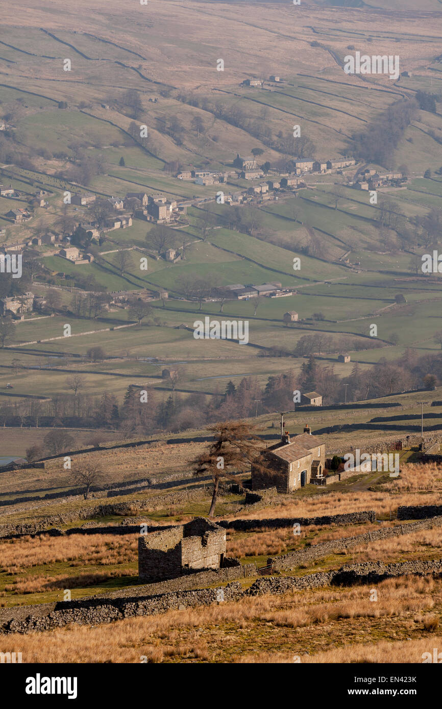 Paysages de campagne britannique - une vue de l'Swaledale, North Yorkshire Dales National Park, England UK Banque D'Images