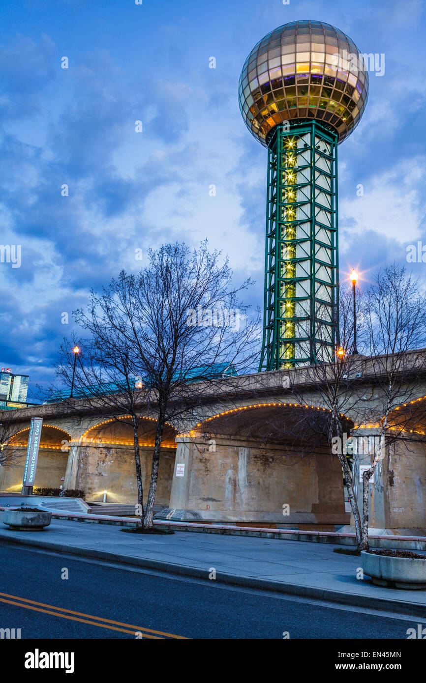 Également Sunsphere dans World's Fair Park, Knoxville, Tennessee. Banque D'Images