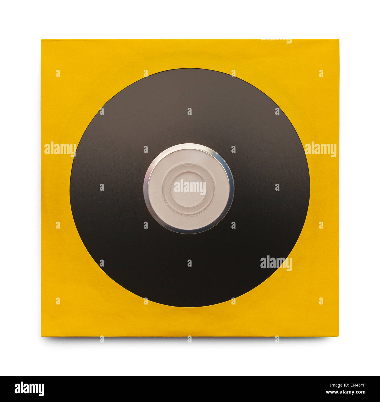 En cas de disque noir jaune isolé sur fond blanc. Banque D'Images