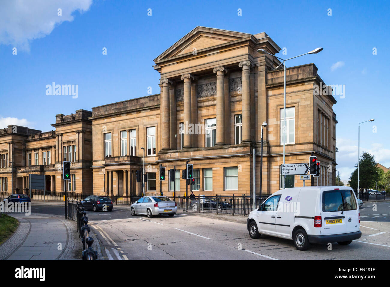 Extérieur de la Sheriff Court Building, Paisley Paisley, Renfrewshire, en Écosse. Banque D'Images