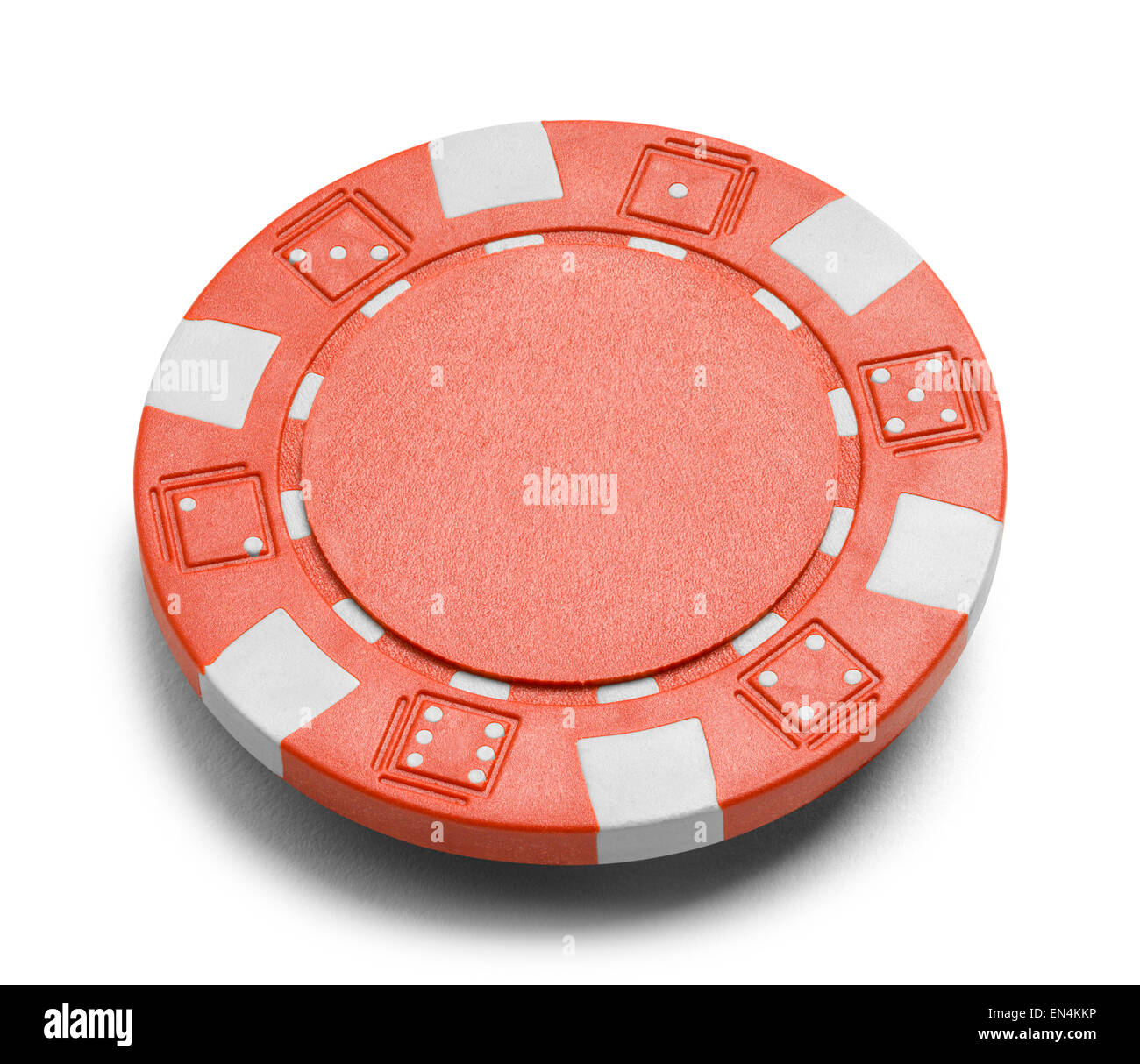 Jeton de Poker rouge avec copie espace isolé sur un fond blanc. Banque D'Images