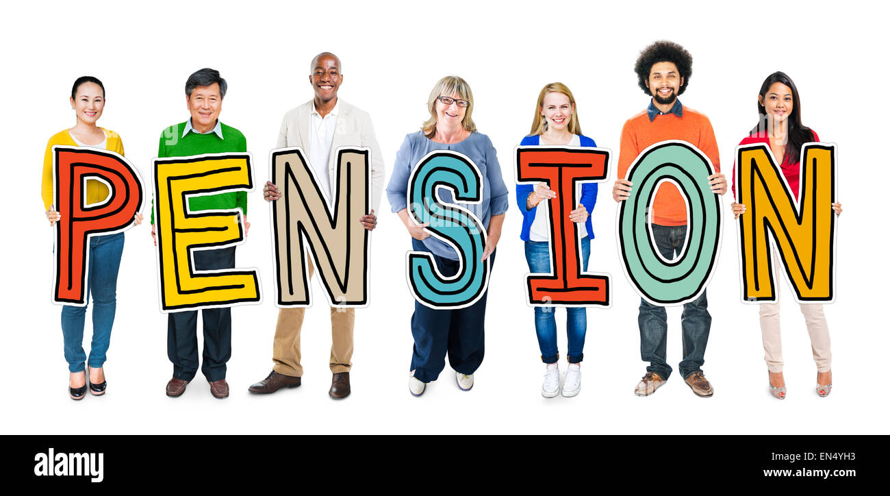 Groupe de personnes Lettre Pension Banque D'Images