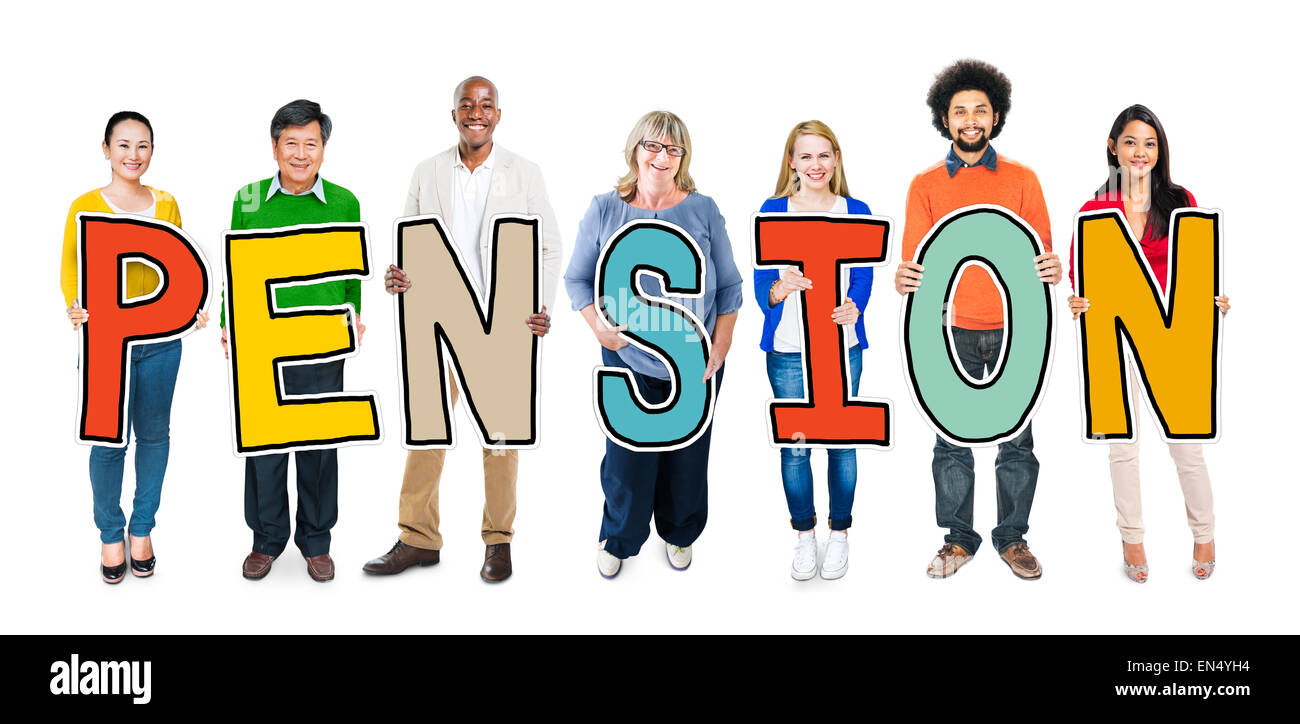 Groupe de personnes Lettre Pension Banque D'Images