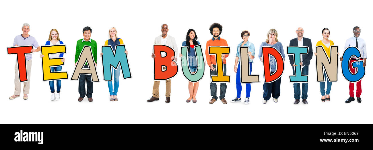 Divers groupes de personnes détenant des capacités de l'équipe Texte Banque D'Images