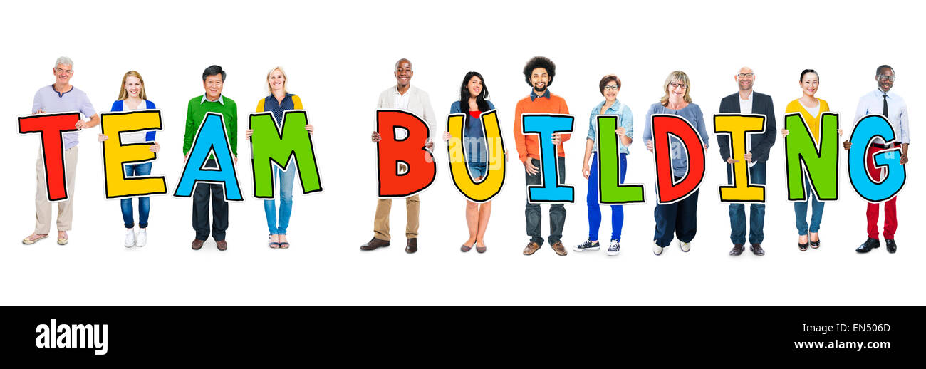 Divers groupes de personnes détenant des capacités de l'équipe Texte Banque D'Images