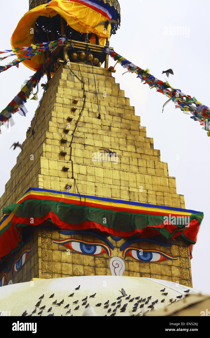 Holly stupa Boudhanath à Katmandou. Le Népal Banque D'Images
