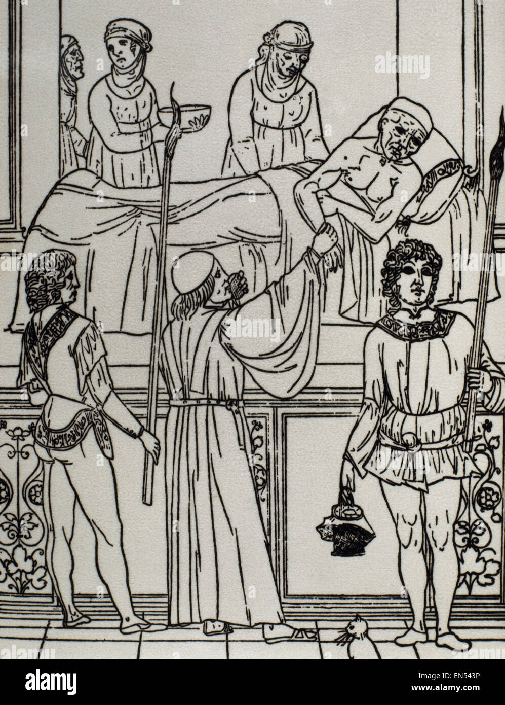 Black Death. La visite d'un médecin patient. Fascilulus Medicinae par Johannes (D.C. 1490). Gravure du 15ème siècle. L'école italienne. Banque D'Images