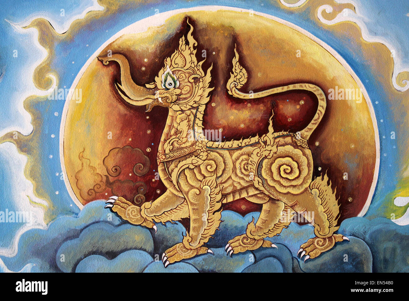 Thaïlande créature mythique Kochasri - corps d'une tête de lion d'un éléphant Banque D'Images