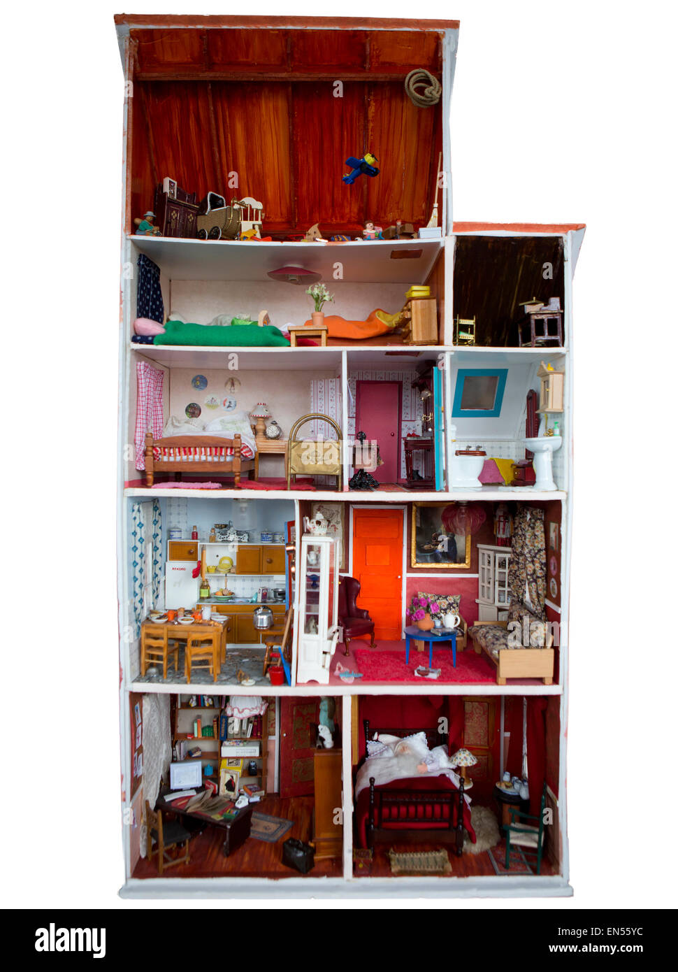 Jouets miniatures dans une maison de poupées Banque D'Images