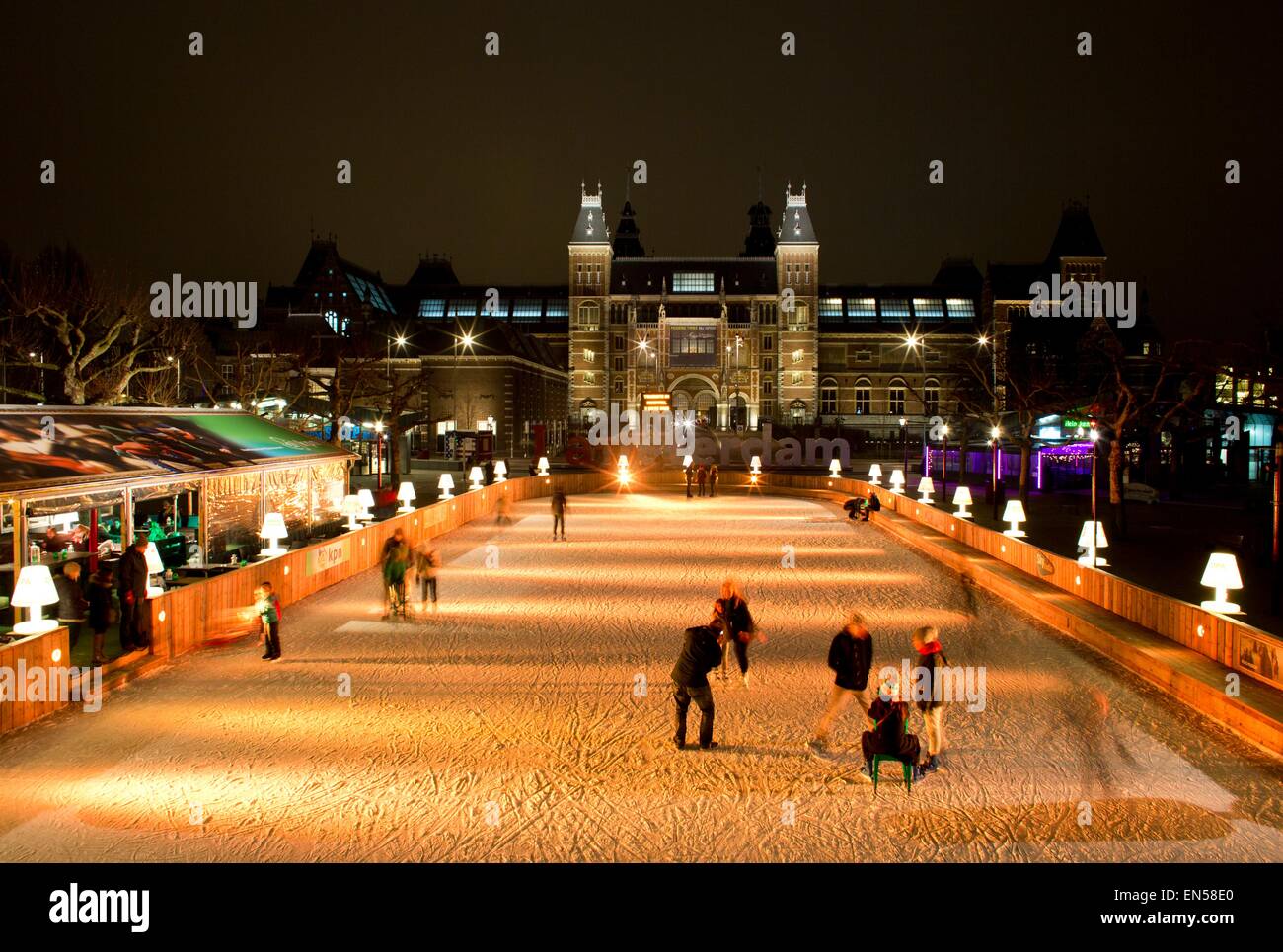 Patinoire en face du Rijksmuseum Banque D'Images