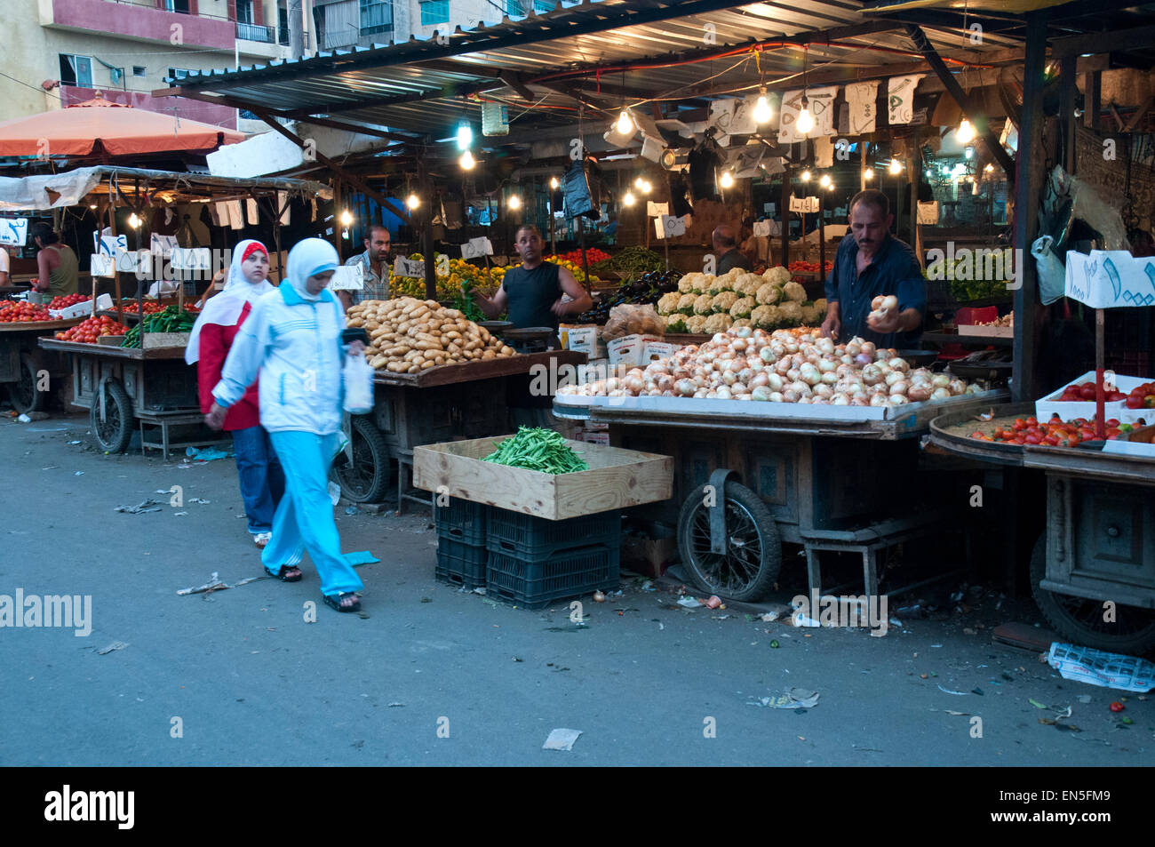 Sabra marché. Sabra et Chatila, camp de réfugiés palestiniens, sud de Beyrouth. Le Liban. Banque D'Images