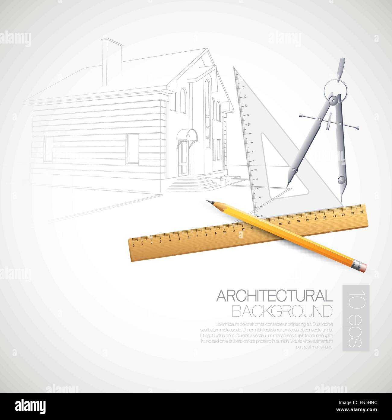 Vector illustration de dessins architecturaux et les outils de dessin Illustration de Vecteur