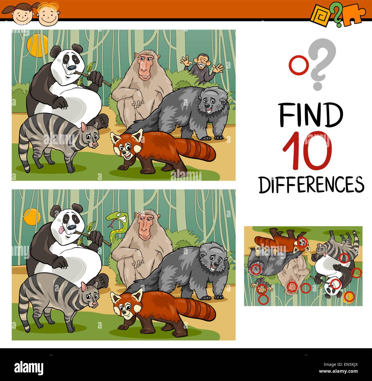 Cartoon Illustration de trouver les différences jeu éducatif pour les ...