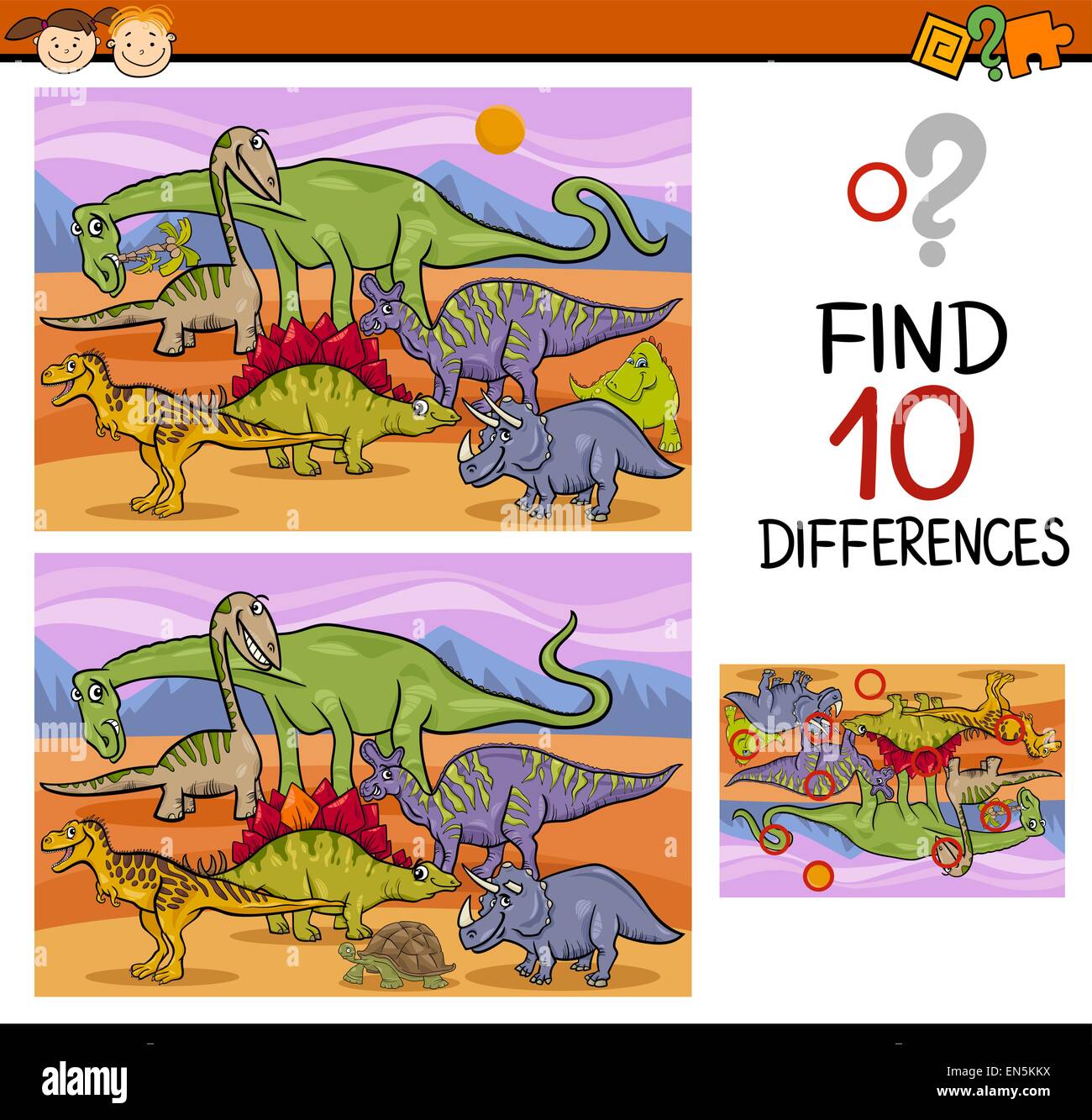Cartoon Illustration de trouver les différences jeu éducatif pour les ...