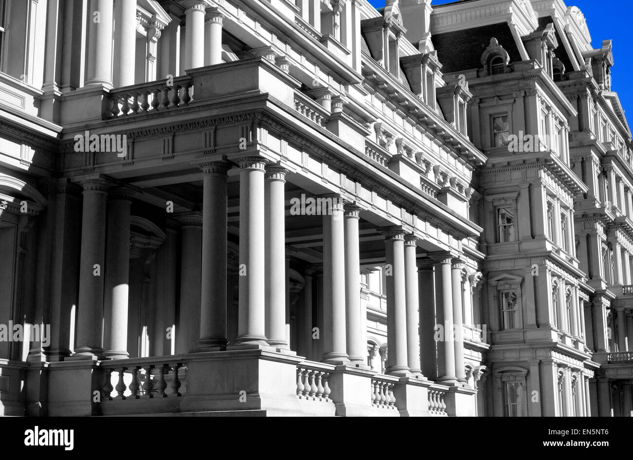 Les détails architecturaux de la façade de l'Eisenhower Executive Office Building à Washington DC Banque D'Images