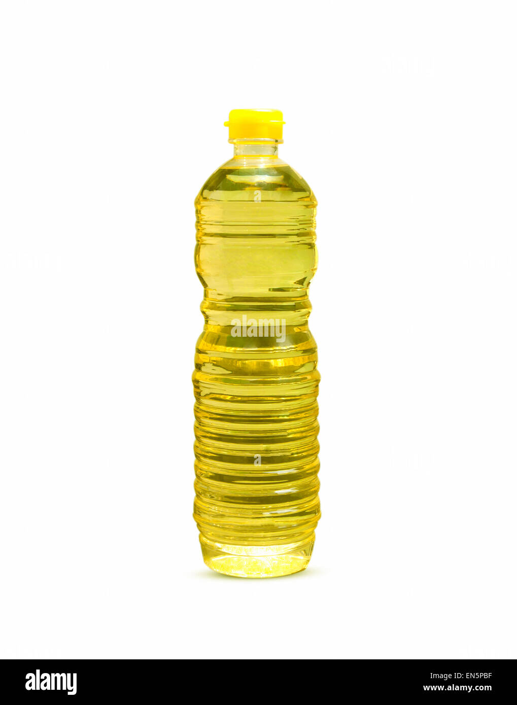 Bouteille d'huile végétale pour la cuisson isolé sur un fond avec chemin de détourage. Banque D'Images