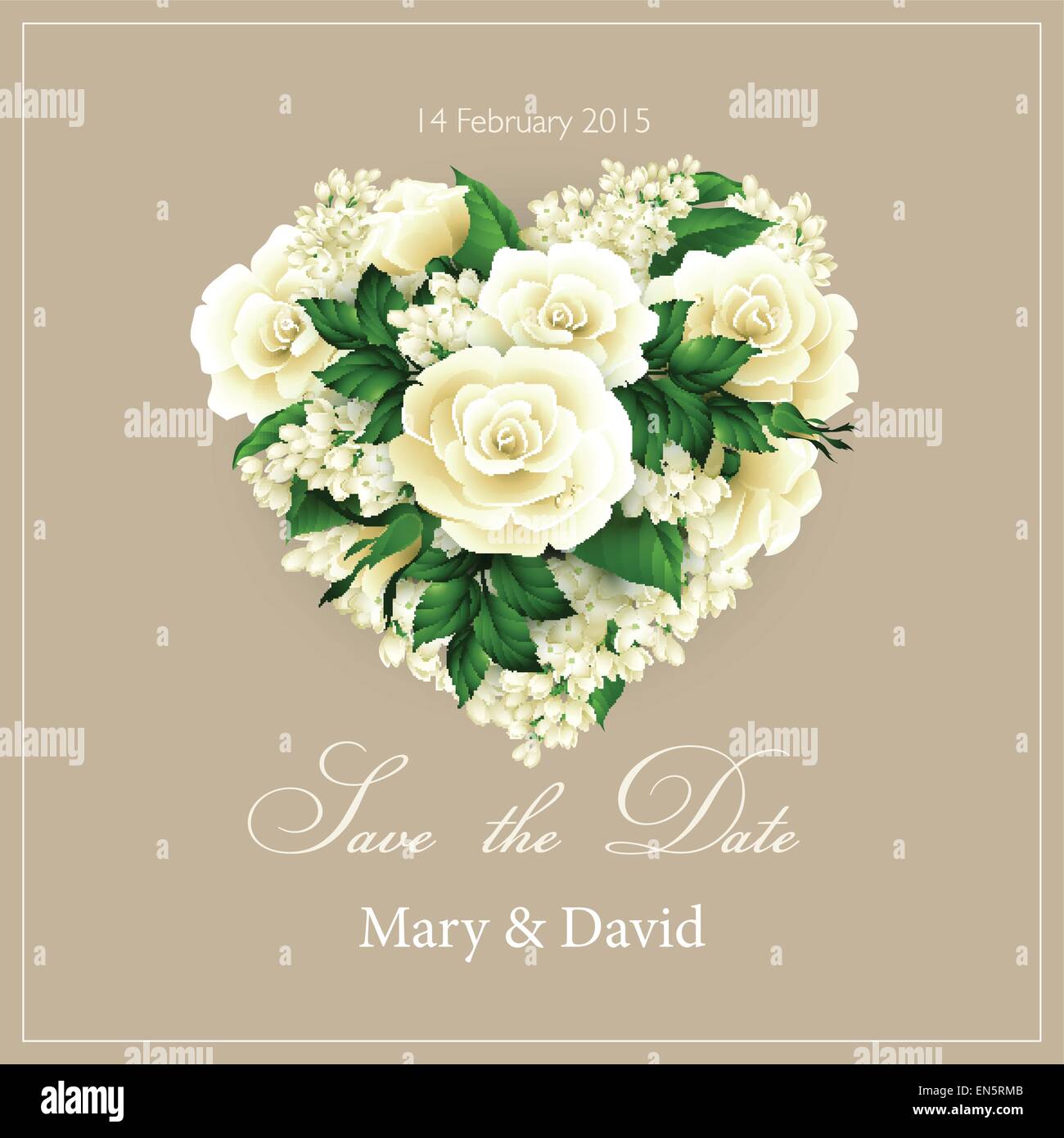 Invitation de mariage avec un coeur de fleurs. Vector illustration Illustration de Vecteur