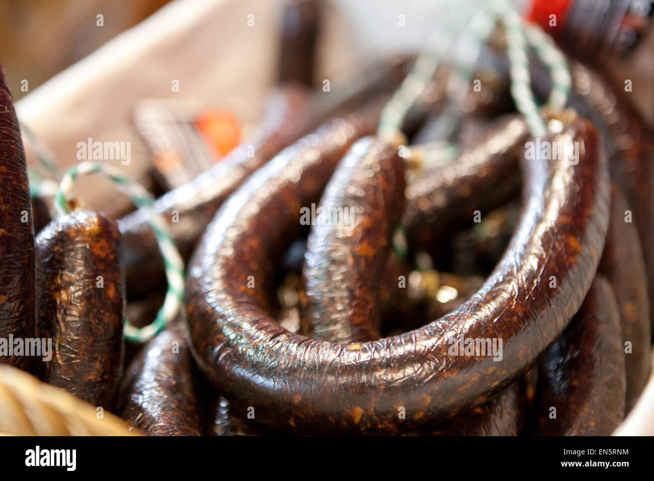 Morcillas espagnol ou saucisses boudin noir Banque D'Images