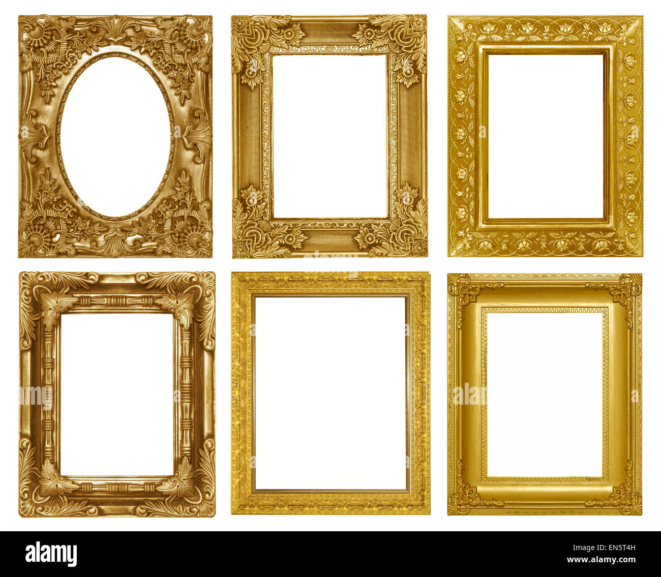 Cadre photo or isolé sur fond noir Banque D'Images