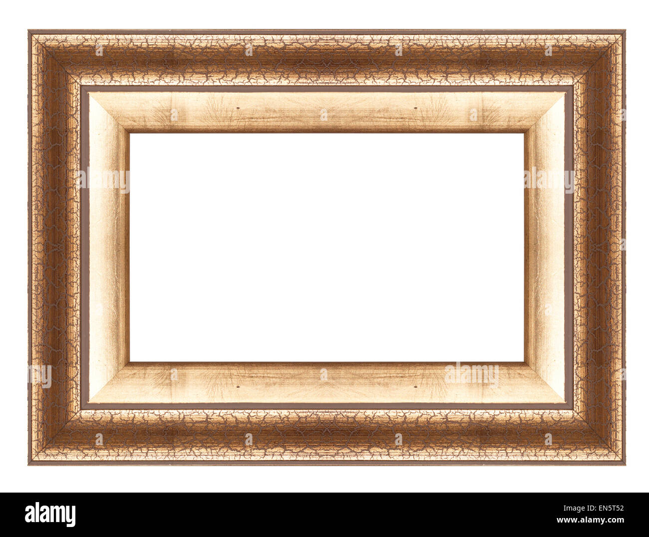 Cadre photo or isolé sur fond noir Banque D'Images