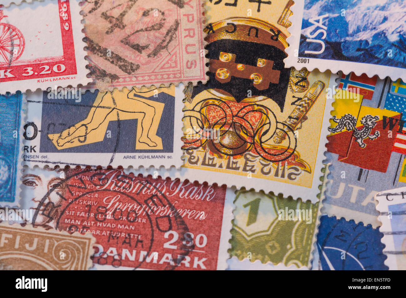 Arrière-plan de collage de timbres Banque D'Images