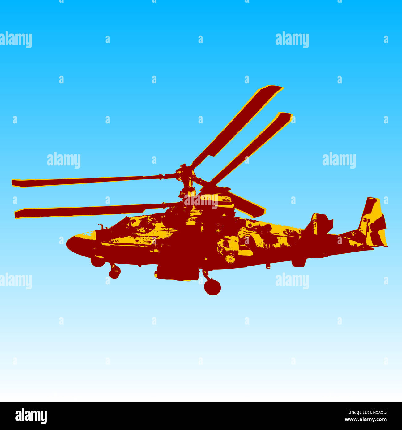 Hélicoptère russe Ka-52 alligator. Vector illustration. Banque D'Images