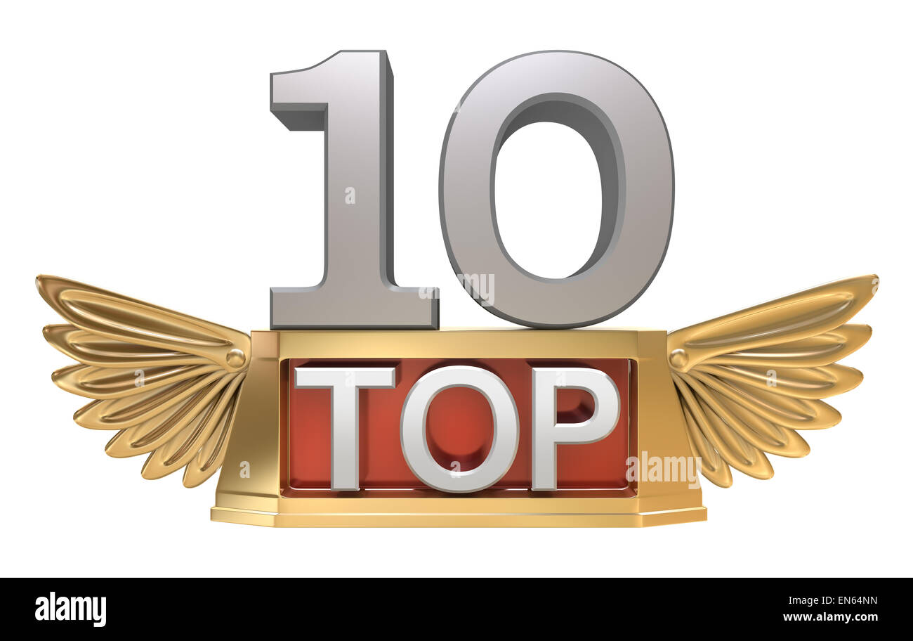 Top 10, 3D concept isolé sur blanc. Banque D'Images