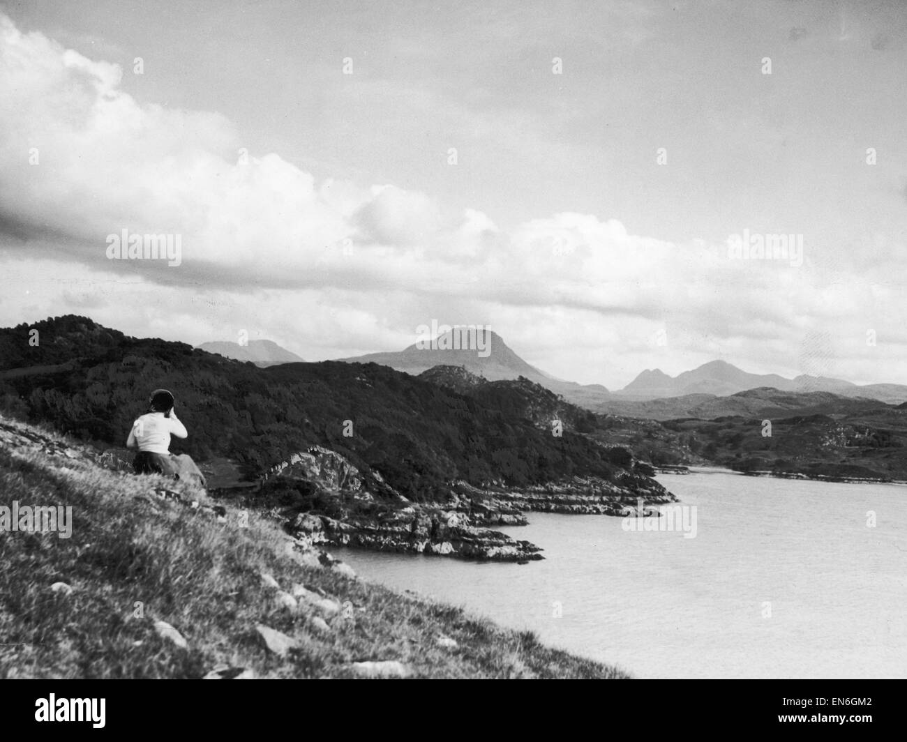 Vue générale montrant Gairloch Bay dans l'ouest des Highlands, en Écosse. Septembre 1932. Banque D'Images