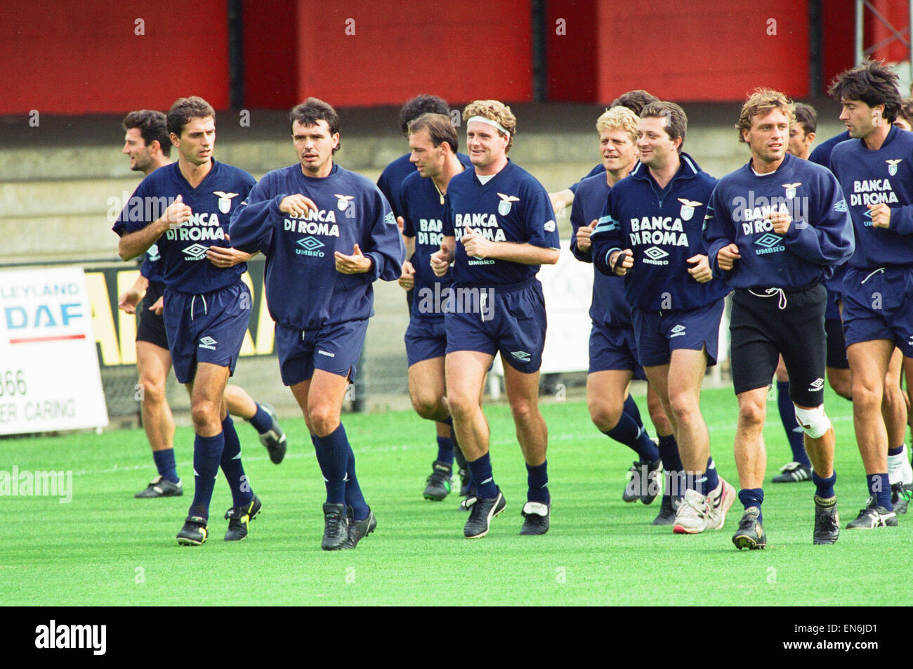 Paul Gascoigne footballeur Latium pendant une session de formation avec ses coéquipiers avant le match contre l'Ajax dans le Makita tournoi international. 30 juillet 1993. Banque D'Images