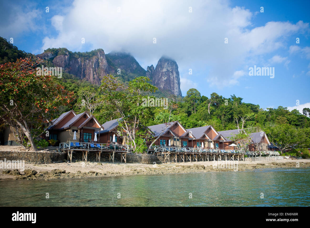 Beau village de vacances île de Tioman, Pahang, Malaisie Banque D'Images